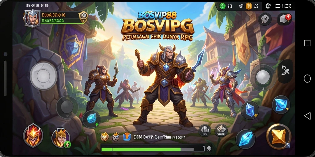 Screenshot utama BOSVIP88 menampilkan aksi pertempuran yang seru di dunia RPG.