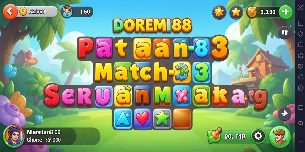 Tampilan menarik gameplay DOREMI88 dengan elemen Match-3 yang seru.