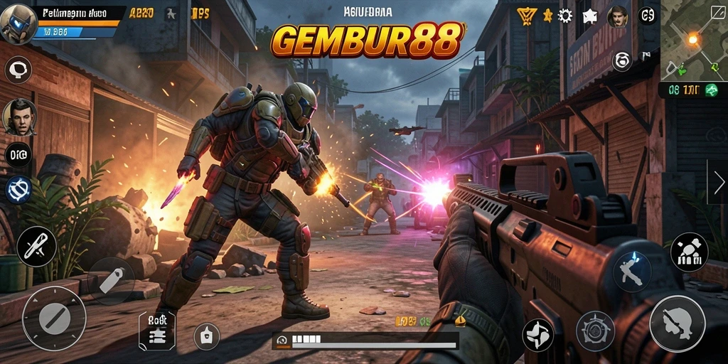 Screenshot menampilkan aksi seru dalam game TPS GEMBUR88.