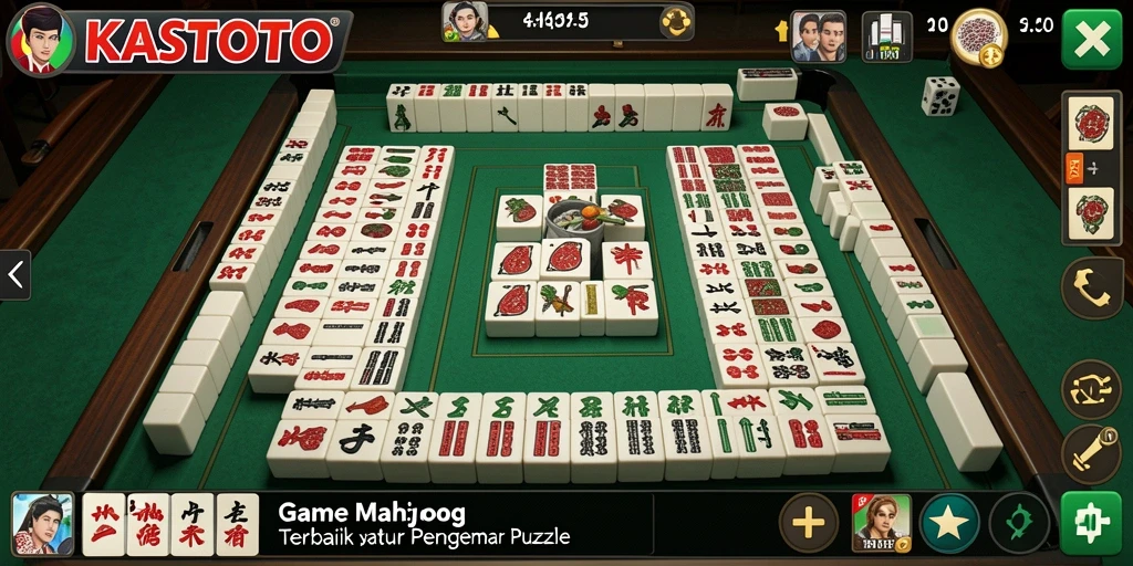 Screenshot gameplay KASTOTO menampilkan aksi mencocokkan ubin Mahjong.