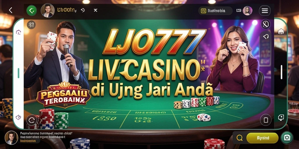 Screenshot gameplay LJO777 menampilkan dealer langsung yang profesional dan interaksi pemain.