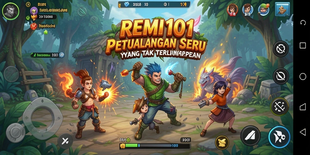 Tampilan gameplay <strong>REMI101</strong> yang menampilkan aksi petualangan yang mendebarkan.