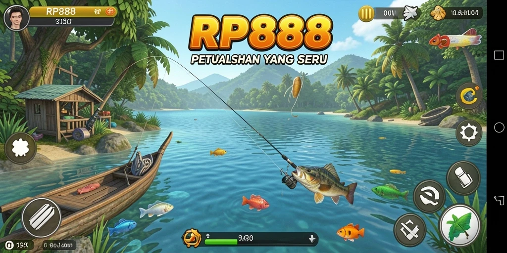 Screenshot gameplay RP888 yang menunjukkan serunya memancing.